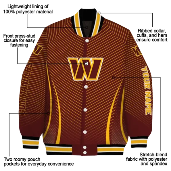 custom washington commanders chevron arrow burgundy varsity jacket new arrival