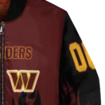 custom washington commanders flame border burgundy black bomber jacket best selling