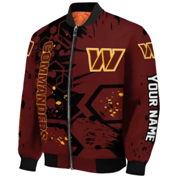 custom washington commanders hexagon cluster burgundy black bomber jacket best selling