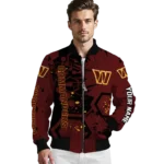 custom washington commanders hexagon cluster burgundy black bomber jacket best selling