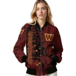custom washington commanders hexagon cluster burgundy black bomber jacket best selling