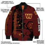 custom washington commanders hexagon cluster burgundy black bomber jacket best selling
