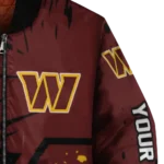 custom washington commanders hexagon cluster burgundy black bomber jacket best selling
