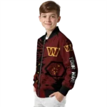 custom washington commanders hexagon cluster burgundy black bomber jacket best selling