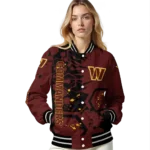 custom washington commanders hexagon cluster burgundy black varsity jacket best selling