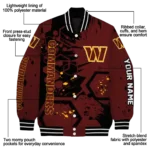 custom washington commanders hexagon cluster burgundy black varsity jacket best selling