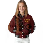 custom washington commanders hexagon cluster burgundy black varsity jacket best selling