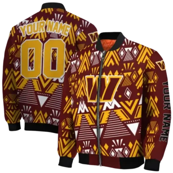 custom washington commanders pyramid shapes burgundy bomber jacket fashion forward