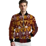 custom washington commanders pyramid shapes burgundy bomber jacket best selling