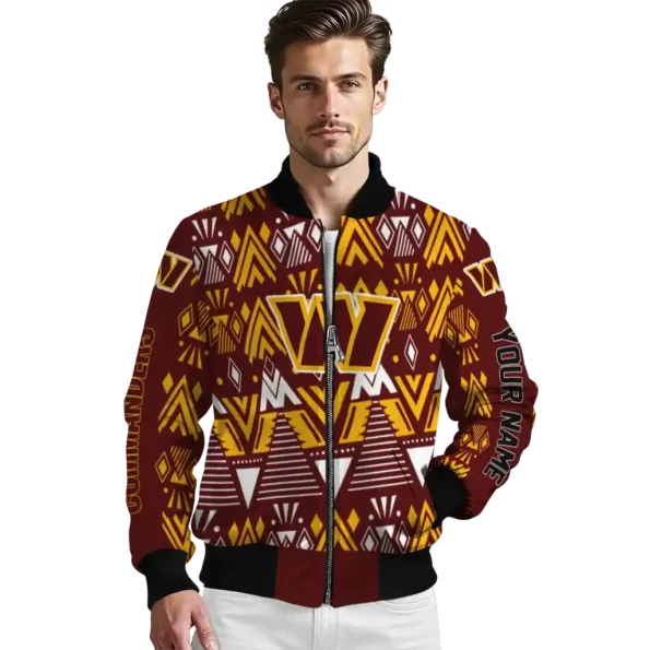 custom washington commanders pyramid shapes burgundy bomber jacket high quality