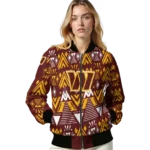 custom washington commanders pyramid shapes burgundy bomber jacket best selling