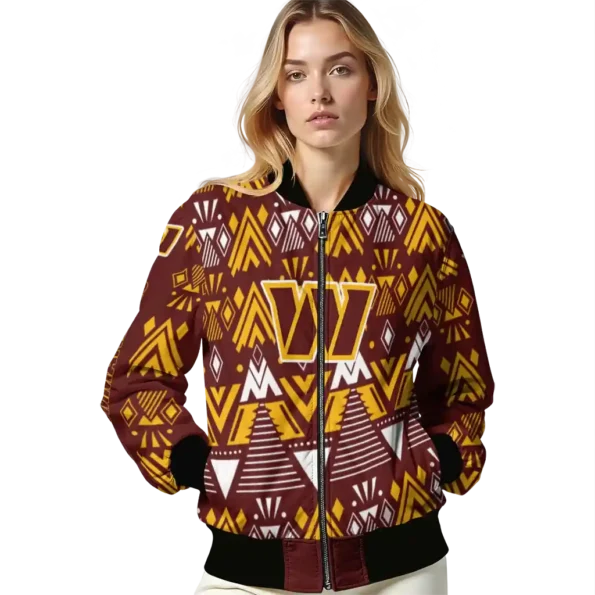 custom washington commanders pyramid shapes burgundy bomber jacket latest model