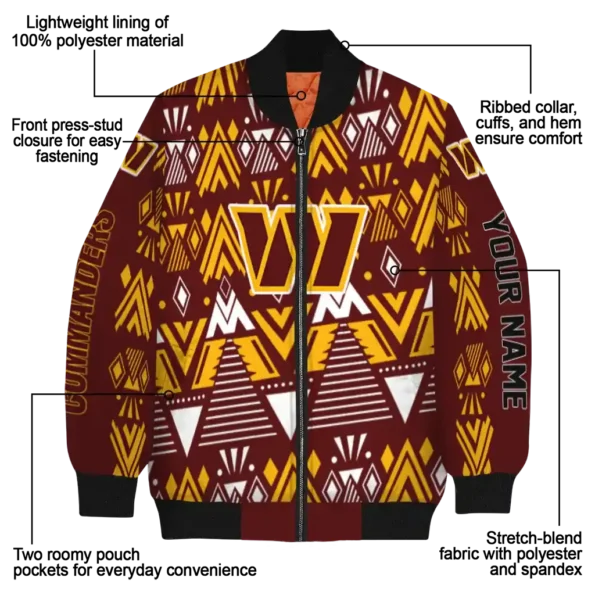 custom washington commanders pyramid shapes burgundy bomber jacket new arrival