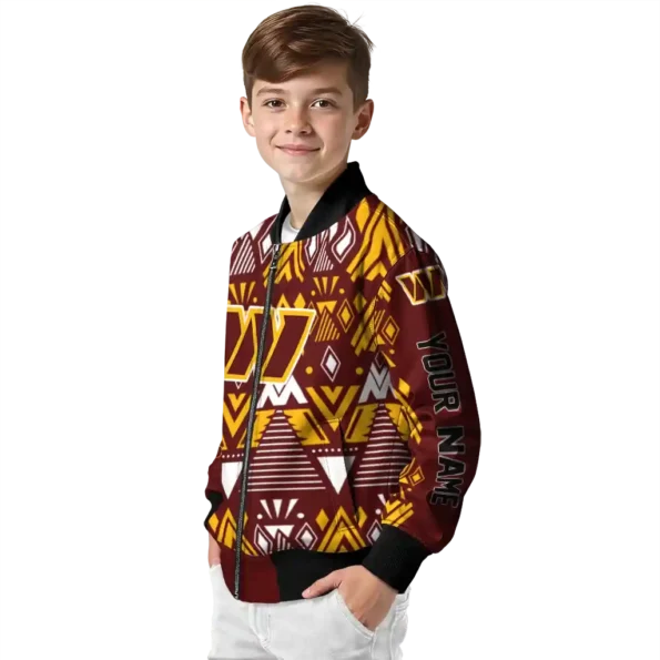 custom washington commanders pyramid shapes burgundy bomber jacket trendy
