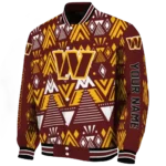 custom washington commanders pyramid shapes burgundy varsity jacket best selling