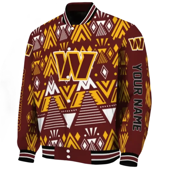 custom washington commanders pyramid shapes burgundy varsity jacket best selling