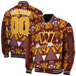 custom washington commanders pyramid shapes burgundy varsity jacket best selling