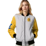custom washington commanders speckled arms burgundy gray bomber jacket best selling