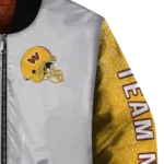 custom washington commanders speckled arms burgundy gray bomber jacket best selling