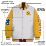 custom washington commanders speckled arms burgundy gray varsity jacket best selling