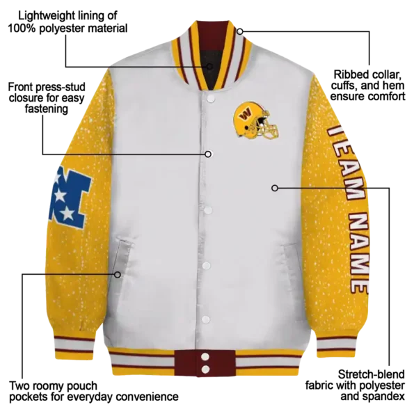 custom washington commanders speckled arms burgundy gray varsity jacket new arrival