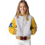 custom washington commanders speckled arms burgundy gray varsity jacket best selling