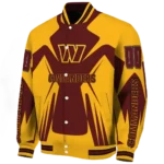 custom washington commanders spider mark burgundy yellow crocs varsity jacket best selling