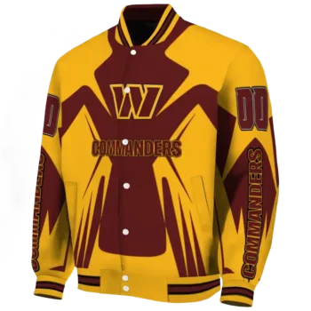 custom washington commanders spider mark burgundy yellow crocs varsity jacket best selling