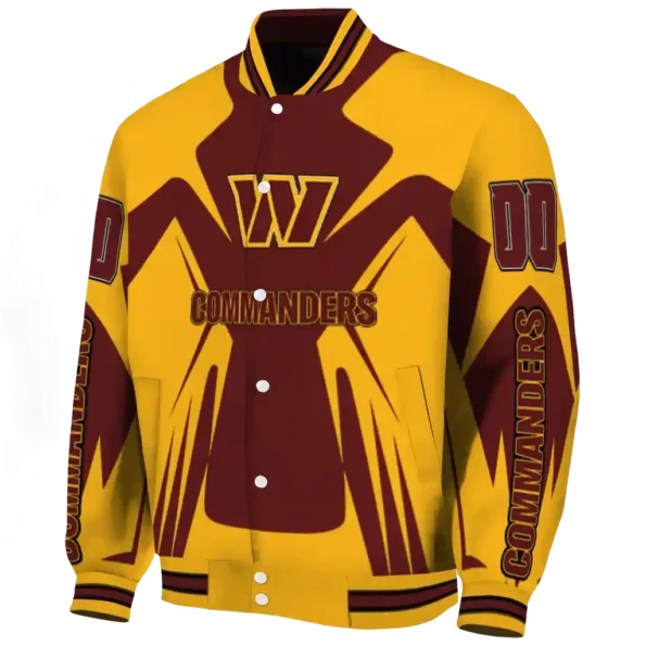 custom washington commanders spider mark burgundy yellow crocs varsity jacket best selling