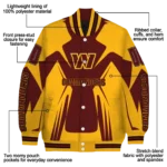 custom washington commanders spider mark burgundy yellow crocs varsity jacket best selling