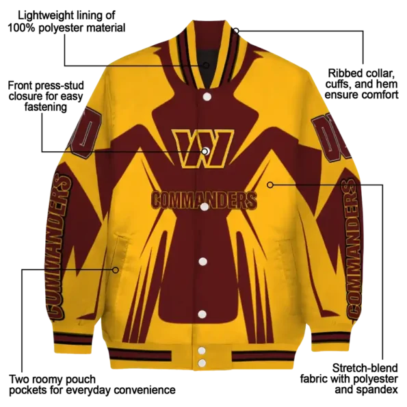 custom washington commanders spider mark burgundy yellow crocs varsity jacket new arrival
