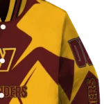 custom washington commanders spider mark burgundy yellow crocs varsity jacket best selling
