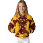 custom washington commanders spider mark burgundy yellow crocs varsity jacket best selling