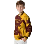 custom washington commanders spider mark burgundy yellow crocs varsity jacket best selling