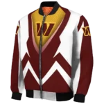 custom washington commanders v stripes burgundy white bomber jacket best selling