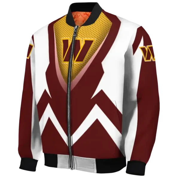 custom washington commanders v stripes burgundy white bomber jacket best selling