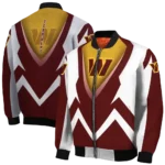custom washington commanders v stripes burgundy white bomber jacket best selling