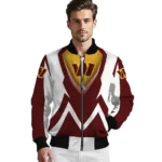 custom washington commanders v stripes burgundy white bomber jacket best selling