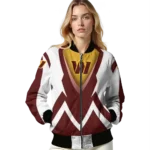 custom washington commanders v stripes burgundy white bomber jacket best selling