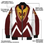custom washington commanders v stripes burgundy white bomber jacket best selling