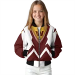 custom washington commanders v stripes burgundy white bomber jacket best selling