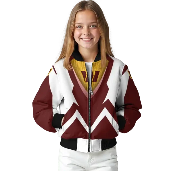 custom washington commanders v stripes burgundy white bomber jacket top rated