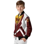 custom washington commanders v stripes burgundy white bomber jacket best selling