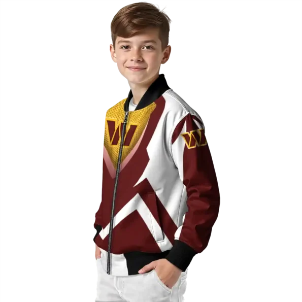 custom washington commanders v stripes burgundy white bomber jacket trendy