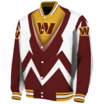 custom washington commanders v stripes burgundy white varsity jacket best selling