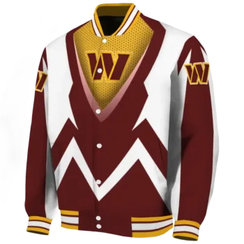 custom washington commanders v stripes burgundy white varsity jacket best selling