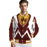 custom washington commanders v stripes burgundy white varsity jacket best selling