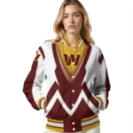 custom washington commanders v stripes burgundy white varsity jacket best selling