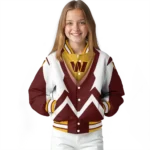 custom washington commanders v stripes burgundy white varsity jacket best selling