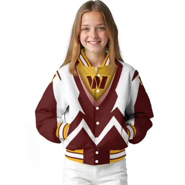 custom washington commanders v stripes burgundy white varsity jacket top rated